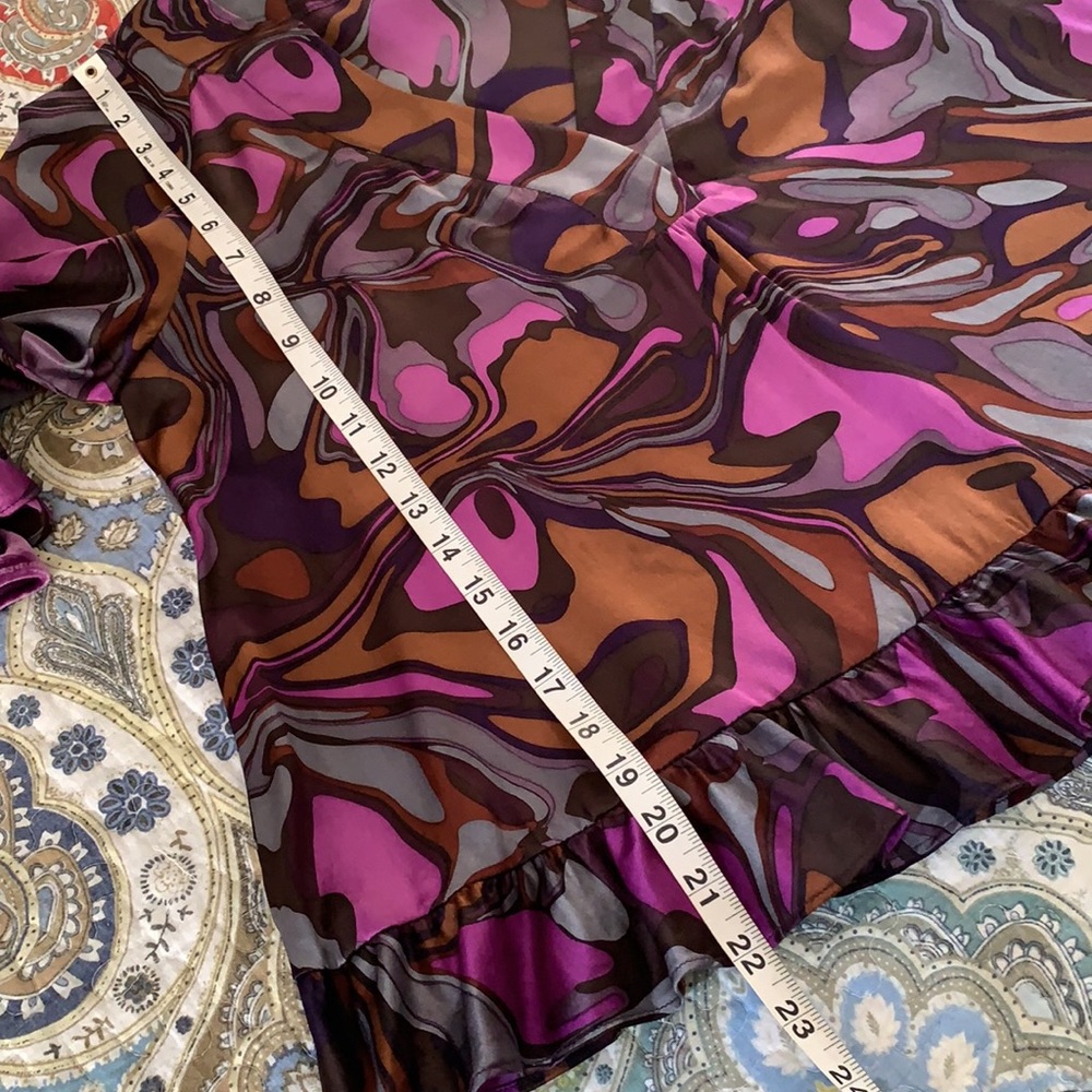 Nanette Lepore 100% Silk funky retro ruffle top S - Picture 10 of 11